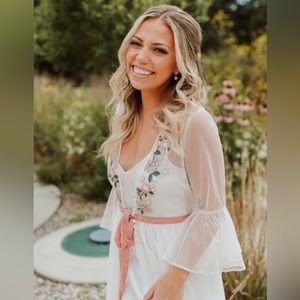 BHLDN by Anthropologie Sheer Beaded Embroidered Bridal Robe